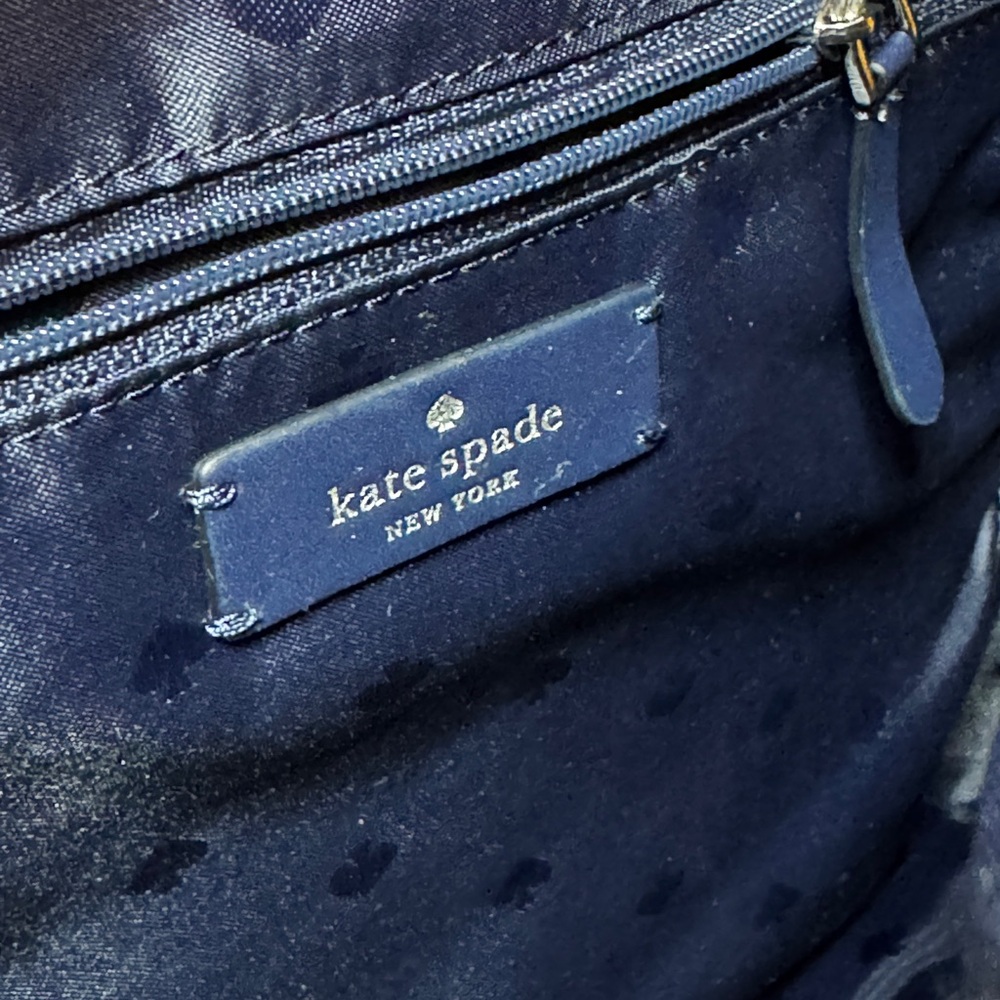 Kate Spade navy backpack silver brand logo double adjustable straps NWT ♠️ - Picture 11 of 14